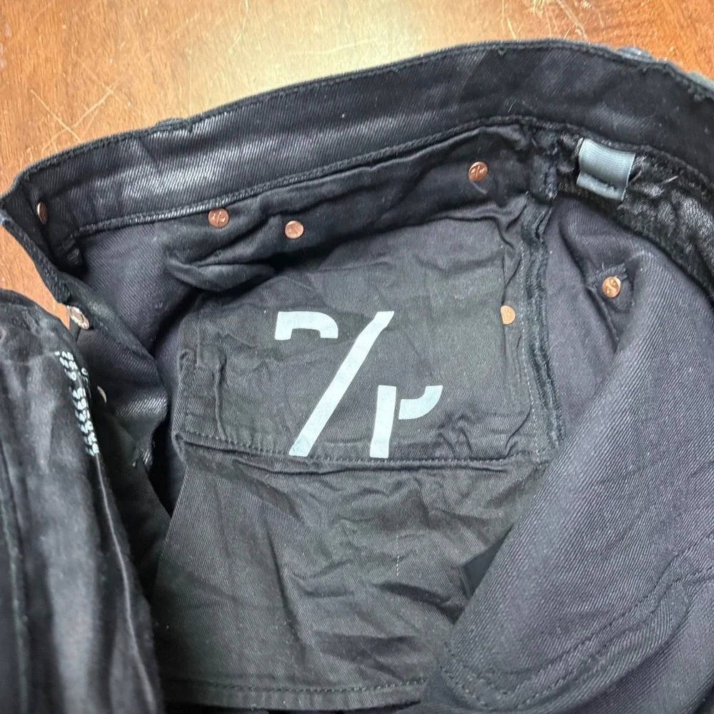 Purple Brand Cargo Pants Mens 34 Black Coated Waxed Slim Fit P002 SS2103JNS